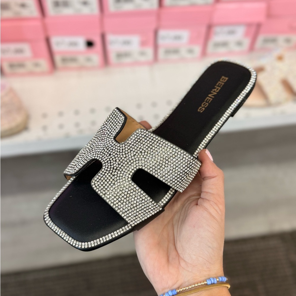 Black Rhinestone Sandals - Picture 3 of 3